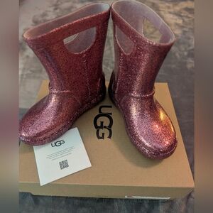 UGG Kids Sparkly Pink Glitter Drizlita Boots Size 10